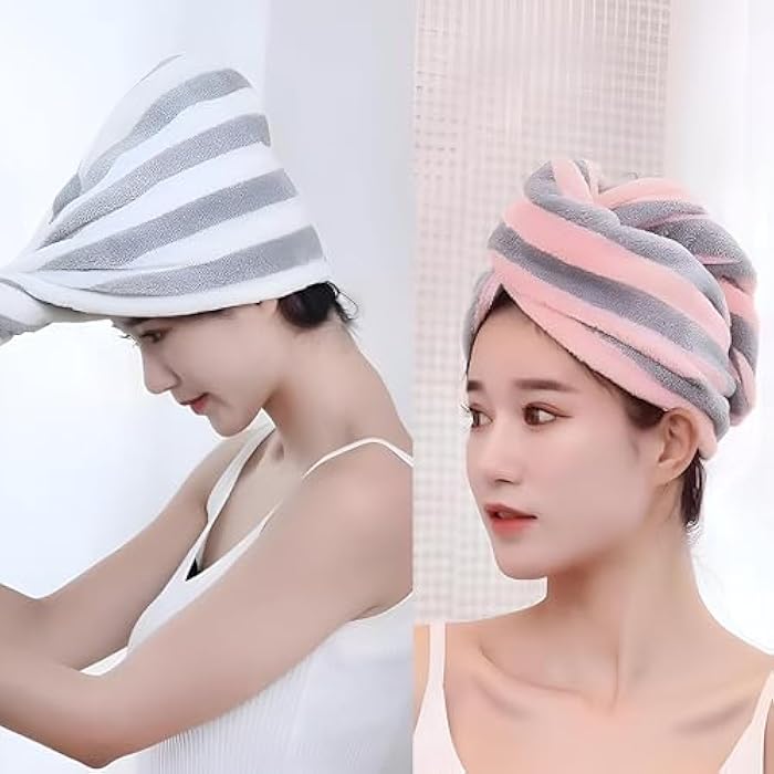 RapidWrap Towel - Absorbent microfiber hair drying towel with snap button, ultra-light, fast-dry technology, ergonomic fit for all head sizes, perfect for shower, gym, travel, available in bright colo - Image 1